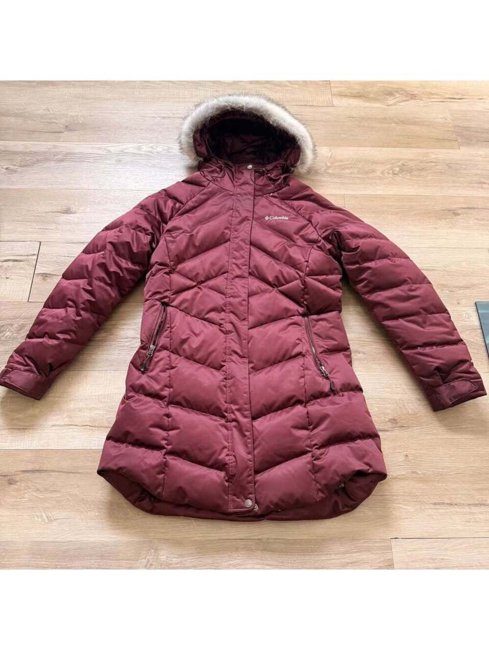 Columbia Omni-Heat 550 Long Hooded Jacket Parka Burgundy Women's L